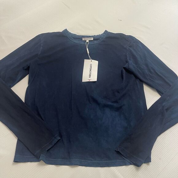 NWT Cotton Citizen Dark Blue Henley Long Sleeve Shirt Size Large New - Picture 1 of 9
